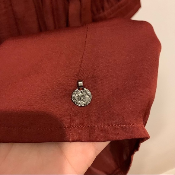 Scotch and Soda Drop Waist Satin Burgundy Ruffle Dress - Picture 6 of 9